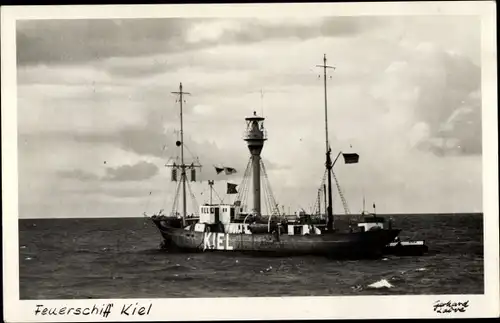 Foto Ak Feuerschiff Kiel auf See