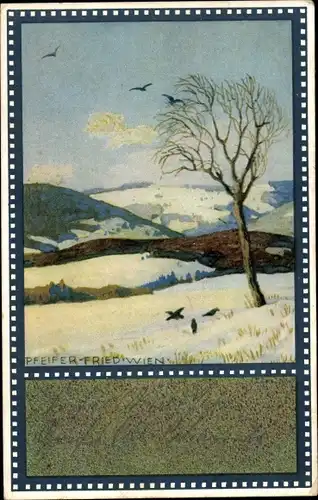 Künstler Ak Pfeifer Fried, Winterlandschaft, Wintersonne, Meissner & Buch 2043