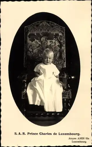 Ak Prinz Charles von Luxemburg, Kinderportrait, Thron