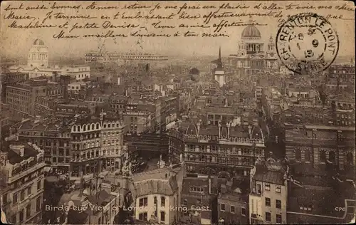 Ak London City England, Bird's eye view, looking east