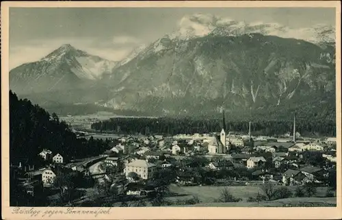 Ak Brixlegg Tirol, Blick auf die Ortschaft gegen Sonnwendjoch
