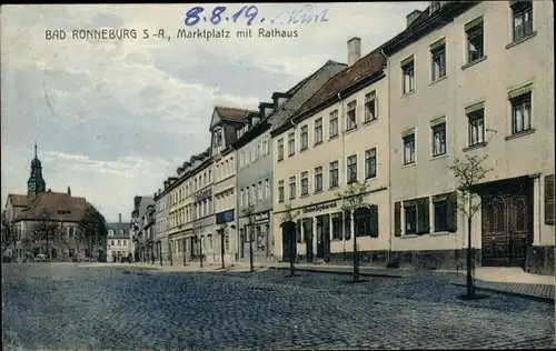 Ak Ronneburg in Thüringen, Marktplatz mit Rathaus