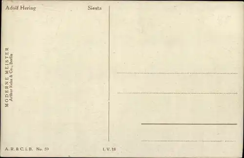 Künstler Ak Hering, Adolf, Siesta, schlafende Frau