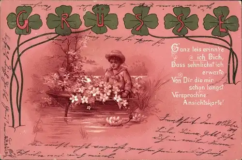 Litho Grüße, Ganz leis erinn're ich Dich, Kleeblätter