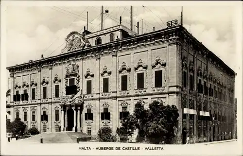 Ak Valletta Malta, Blick auf die Auberge de Castille