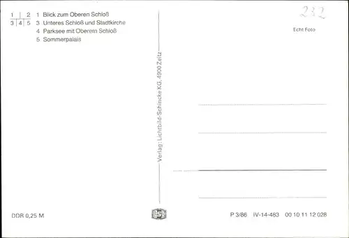 Ak Greiz im Vogtland, Oberes Schloss, unteres Schloss, Stadtkirche, Parksee, Sommerpalais, Wappen