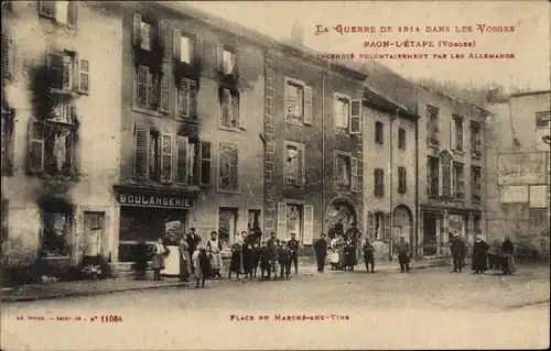 Ak Raon l'Étape Lothringen Vosges, Place de Marché aux Vins