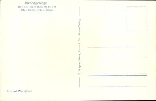 Ak Szklarska Poręba Schreiberhau Riesengebirge Schlesien, Reifträger, Alte Schlesische Baude