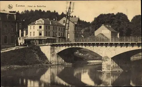 Ak Esneux Wallonien Lüttich Belgien, Hotel de Belle Vue, Brücke