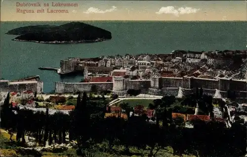 Ak Ragusa Dubrovnik Kroatien, Ansicht mit Lacroma