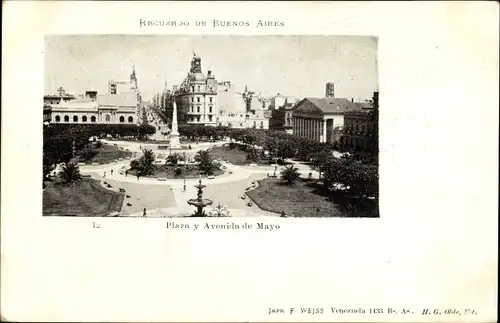 Ak Buenos Aires Argentinien, Plaza y Avenida de Mayo