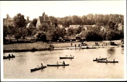 Ak Cronschwitz Wünschendorf an der Elster, Gondelstation, Boote