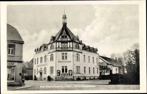 Ak Bad Klosterlausnitz in Thüringen, FDGB Ferienheim, Straßenpartie