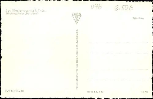 Ak Bad Klosterlausnitz in Thüringen, Erholungsheim Holzland