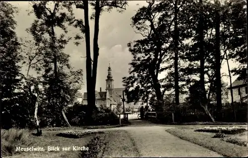Ak Meuselwitz in Thüringen, Blick zur Kirche