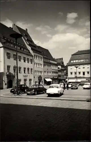 Foto Ak Freiberg in Sachsen, Platz, Autos