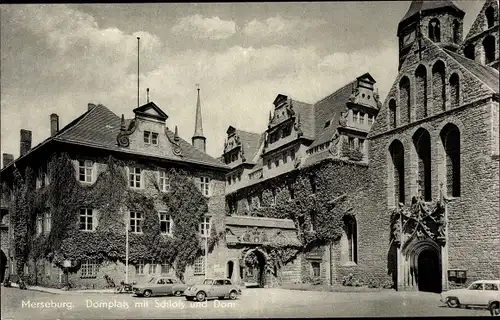 Ak Merseburg an der Saale, Domplatz mit Schloss und Dom