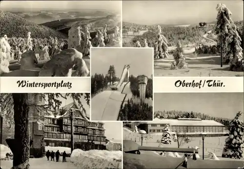 Ak Oberhof im Thüringer Wald, Schneepanorama, Gebäude, Sprungschanze