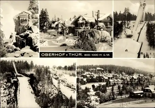 Ak Oberhof im Thüringer Wald, Schneepanorama, Sprungschanze, Gebäude, Ortsansicht