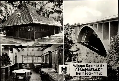 Ak Hermsdorf in Thüringen, Mitropa Raststätte Teufelstal, Teufelstalbrücke