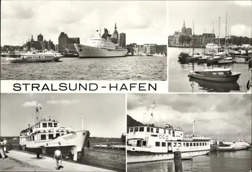 Ak Stralsund in Vorpommern, Hafen, Ausflugdampfer, Segelboote