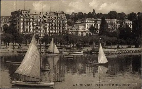 Ak Ouchy Lausanne Kanton Waadt, Palace Hotel und Beau Rivage