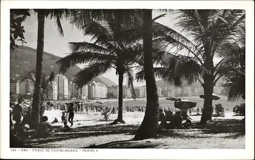 Ak Copacabana Rio de Janeiro Brasilien, Strand