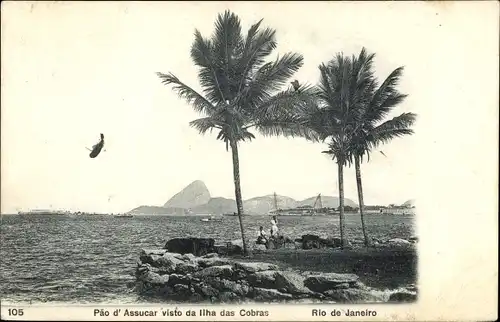Ak Rio de Janeiro Brasilien, Pao d'Assucar visto da Ilha das Cobras