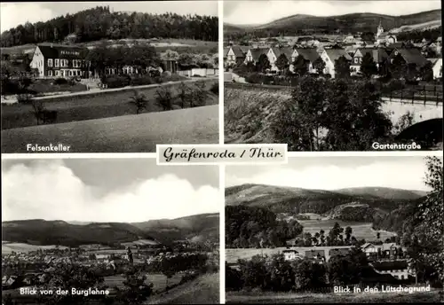 Ak Gräfenroda in Thüringen, Felsenkeller, Gartenstraße, Blick in den Lütschegrund