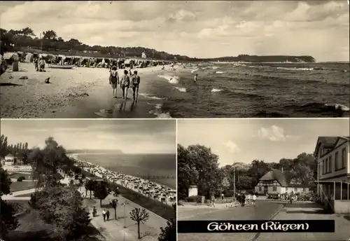 Ak Ostseebad Göhren auf Rügen, Strandpartie, Ortansicht