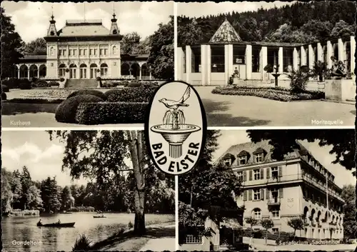 Ak Bad Elster im Vogtland, Kurhaus, Moritzquelle, Gondelteich, Sanatorium