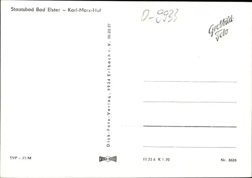 Ak Bad Elster im Vogtland, Karl-Marx-Hof