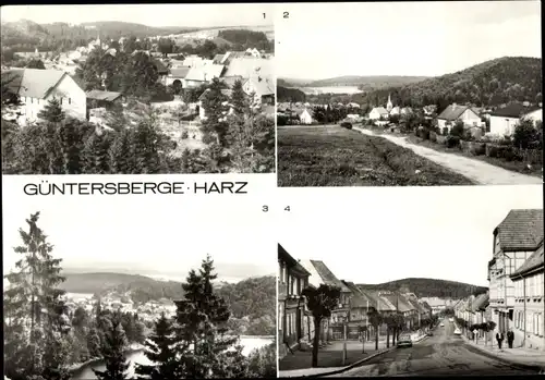 Ak Güntersberge Harzgerode am Harz, Marktstraße, Teilansicht, Blick von der Schönemannsruh