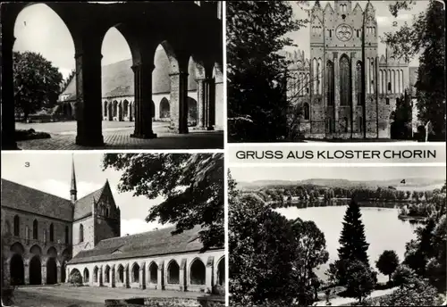 Ak Chorin in der Mark, Kloster Chorin, Innenhof, Westgiebel, Blick auf den Amtssee