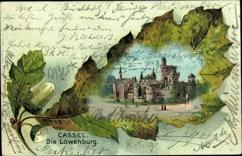 Ak Kassel in Hessen, Ansicht der Löwenburg, Eichenblattform