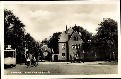 Ak Hannover in Niedersachsen, Tierärztliche Hochschule, Straßenbahn 9