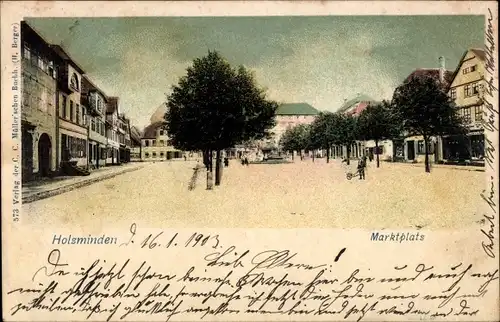 Ak Holzminden an der Weser, Marktplatz