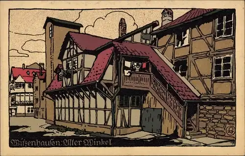 Steindruck Ak Witzenhausen an der Werra Hessen, Partie am Alten Winkel