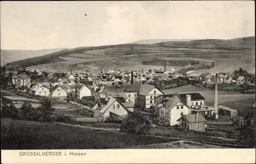 Ak Großalmerode in Hessen, Gesamtansicht der Stadt, Wohnsiedlung, Schlot