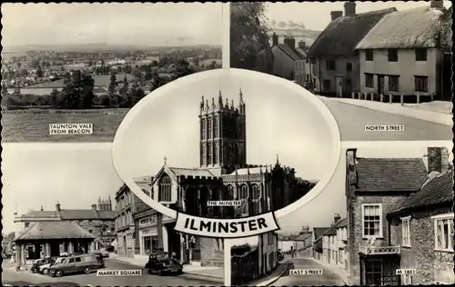 Ak Ilminster Somerset England, Taunton Vale from Beacon, North Street, The Minster, Market Square