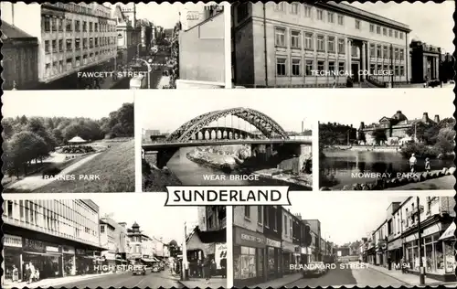 Ak Sunderland Tyne and Wear England, Fawcett Street, Technical College, Barnes Park