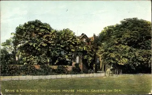 Ak Caister on Sea Norfolk England, Drive and Entrance to Manor House Hotel