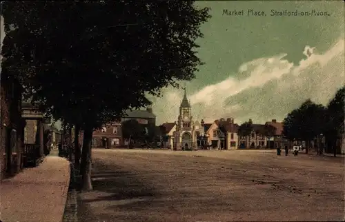 Ak Stratford upon Avon Warwickshire England, Market Place