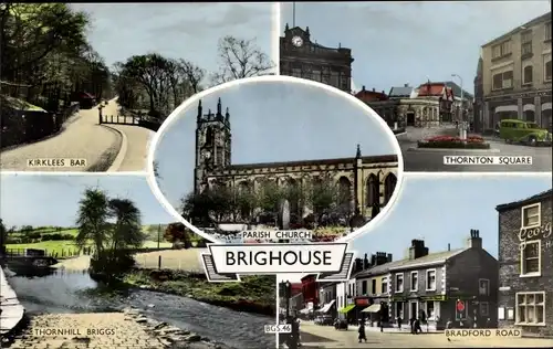 Ak Brighouse West Yorkshire England, Kirklees Bar, Thornton Square, Thornhill Briggs, Parish Church