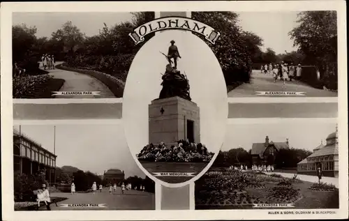 Ak Oldham North West England, Alexandra Park, War Memorial