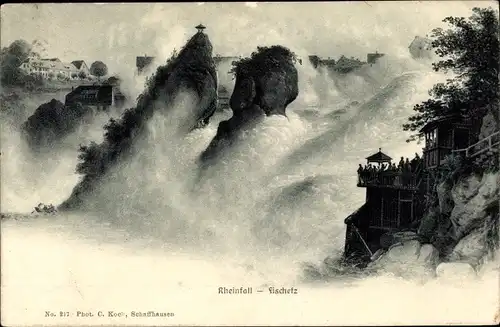 Ak Rheinfall Kanton Schaffhausen, Fischetz, Blick auf Wasserfall