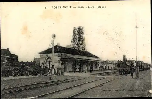 Ak Poperinghe Poperinge Westflandern, Bahnhof