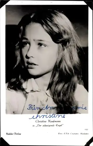 Ak Schauspielerin Christine Kaufmann, Der schweigende Engel, Portrait, Autogramm