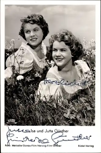 Ak Schauspielerinnen Isa Günther und Jutta Günther, Autogramm