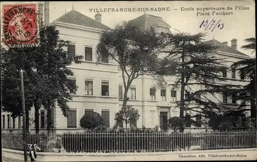 Ak Villefranche sur Saône Rhône, Gymnasium für Mädchen Place Faubert